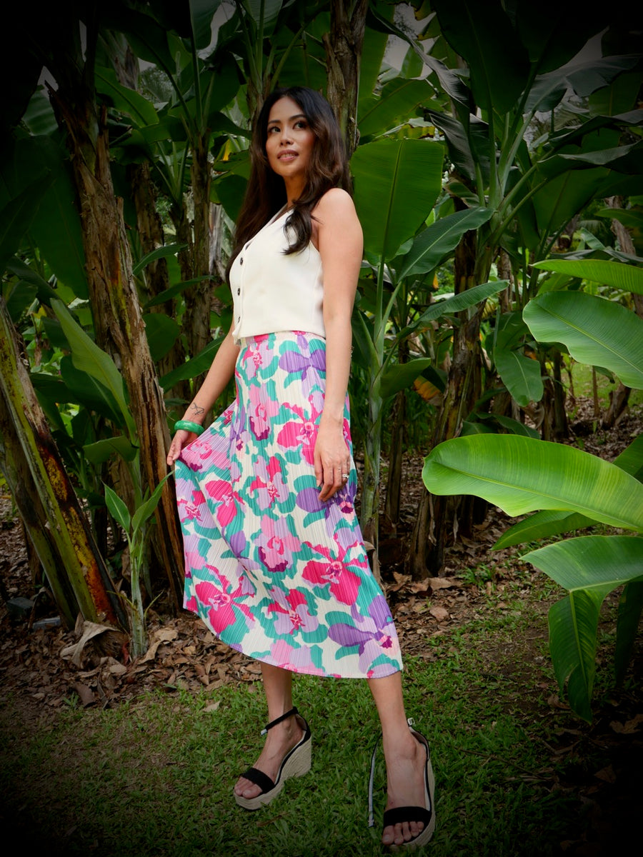 Pink Orchid Pleated Skirt