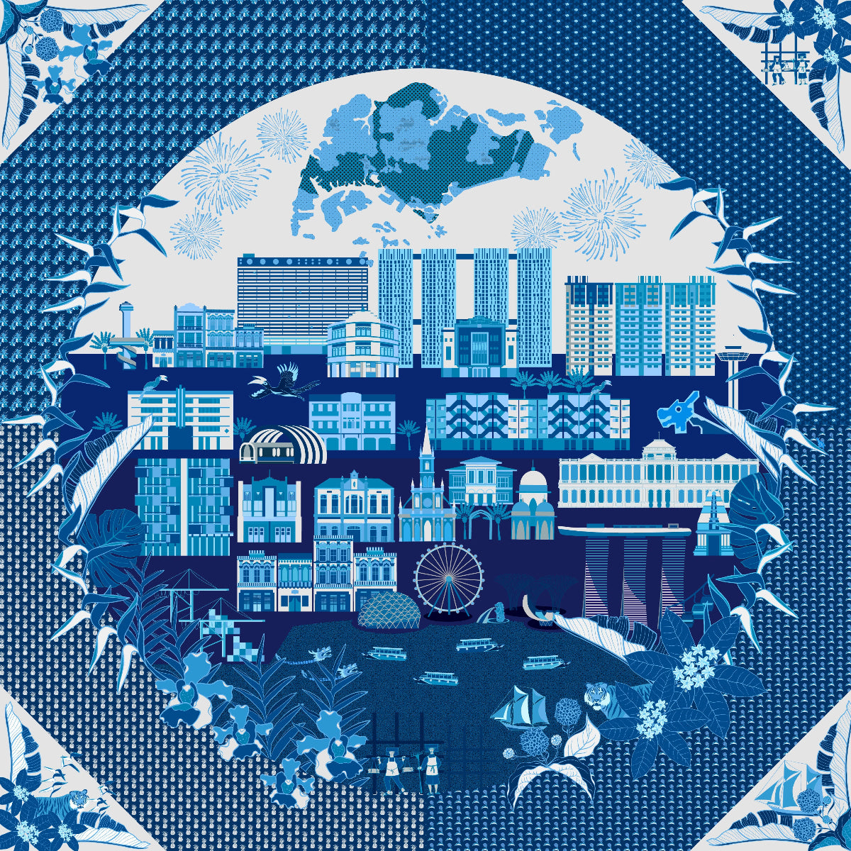 Singapore Inspired Silk Scarves