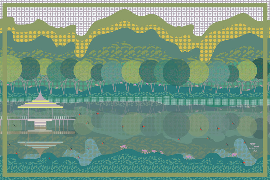 Serenity at MacRitchie Rectangular Cotton Silk Shawl