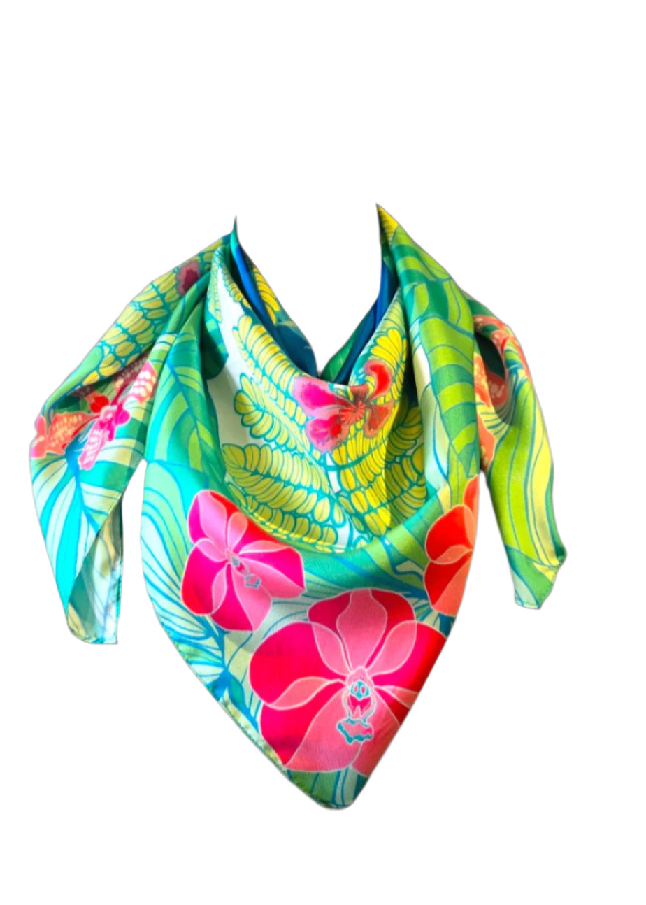 Emerald Tapestry of Botanic Gardens Silk Scarf
