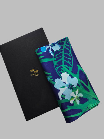 Orchidea Blue Pocket Square