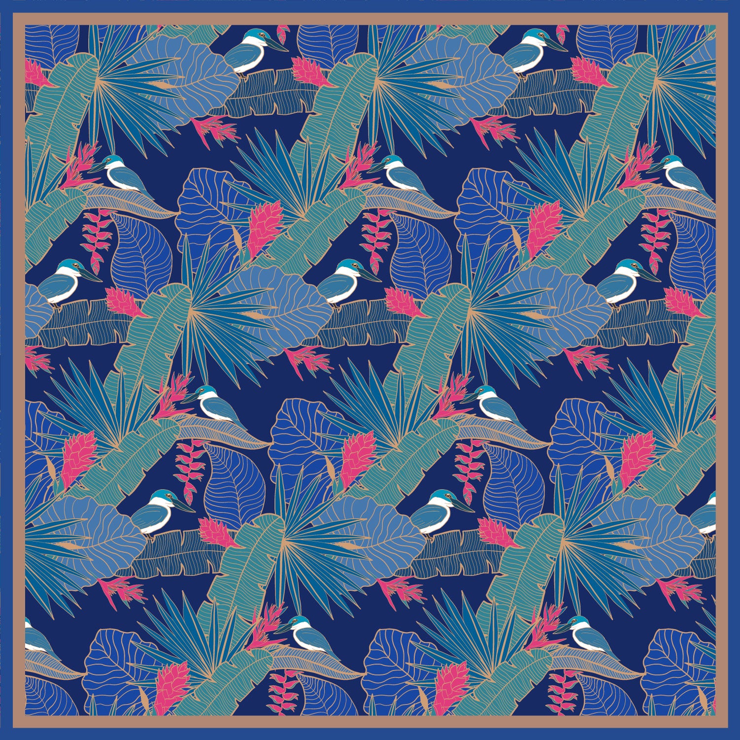 Kingfishers of Singapore Neckerchief Silk