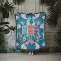 Binary Style - Shop Houses Throw Blanket. Singapore-themed Home Decoration.