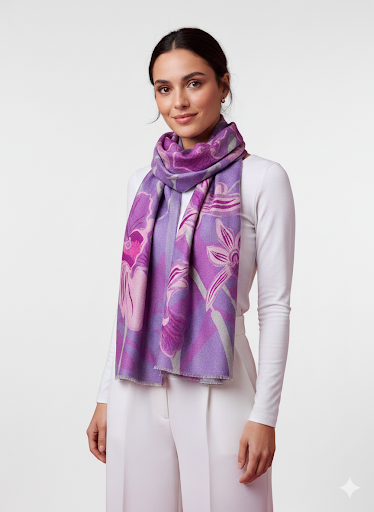Orchid Veil Premium Cashmere Shawl