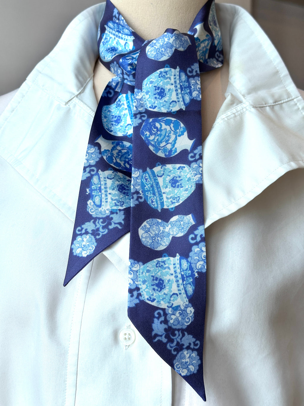 Peranakan Porcelains Ribbon Scarf