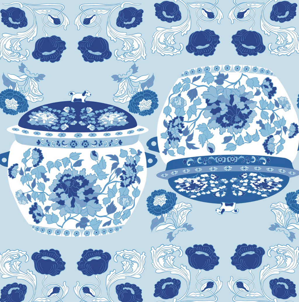 Blue Peranakan Premium Cashmere Shawl