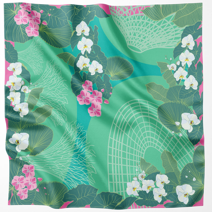 Botanic Oasis by the Bay Silk Scarf