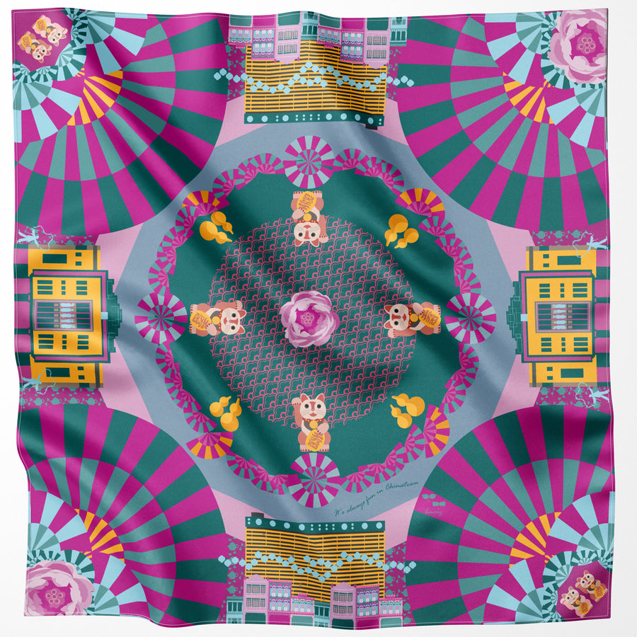 Chinatown Silk Scarf and Pocket Square Bundle