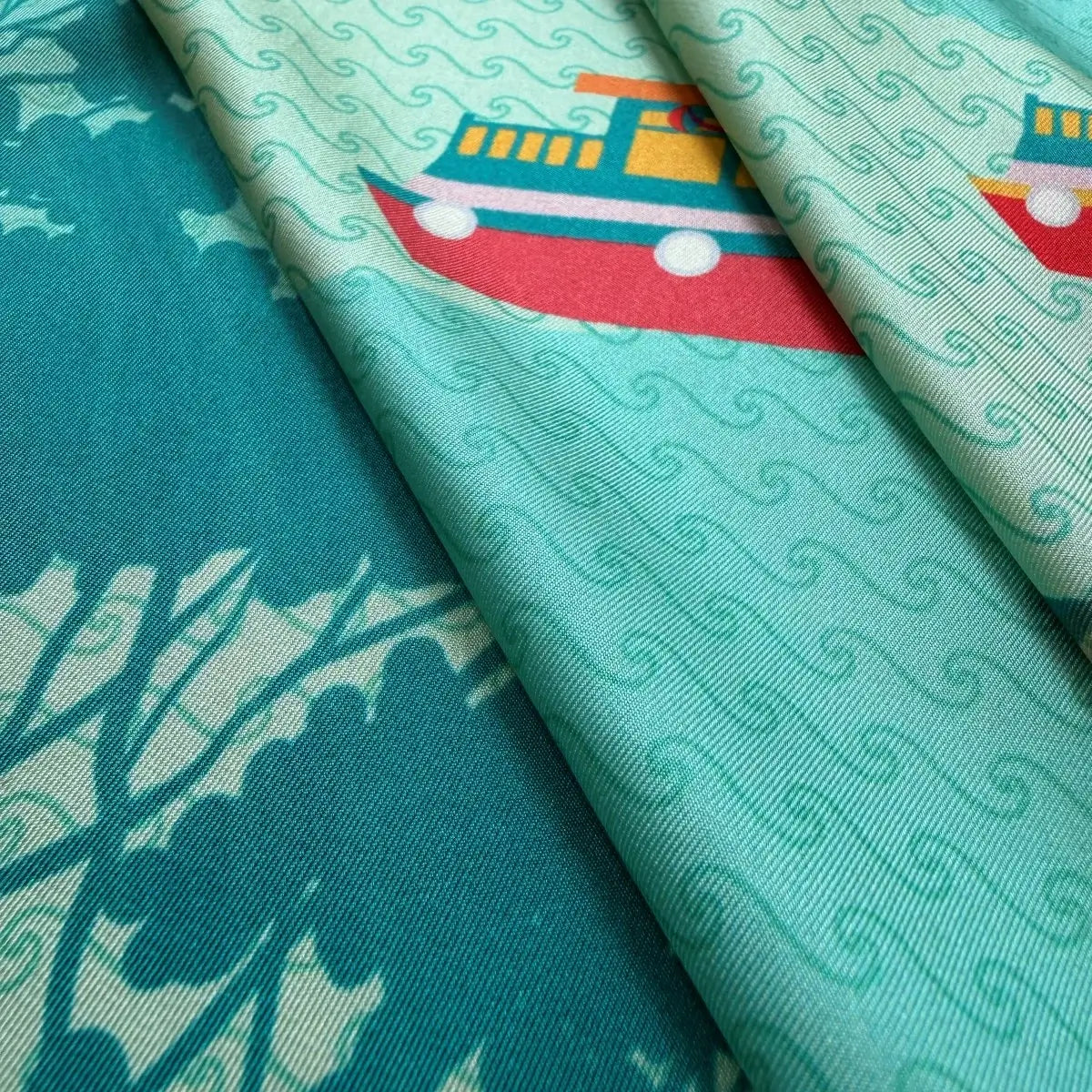 Night at the Singapore Quay Silk Scarf