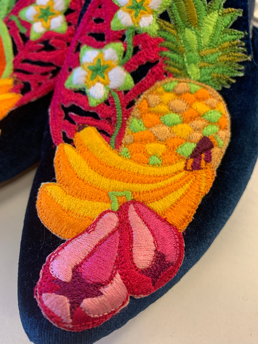 Tropical Rojak Embroidered Mules - Last pair size 38!