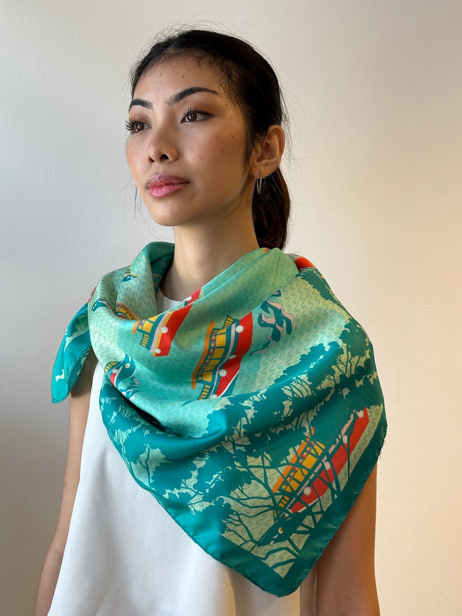 Night at the Singapore Quay Silk Scarf