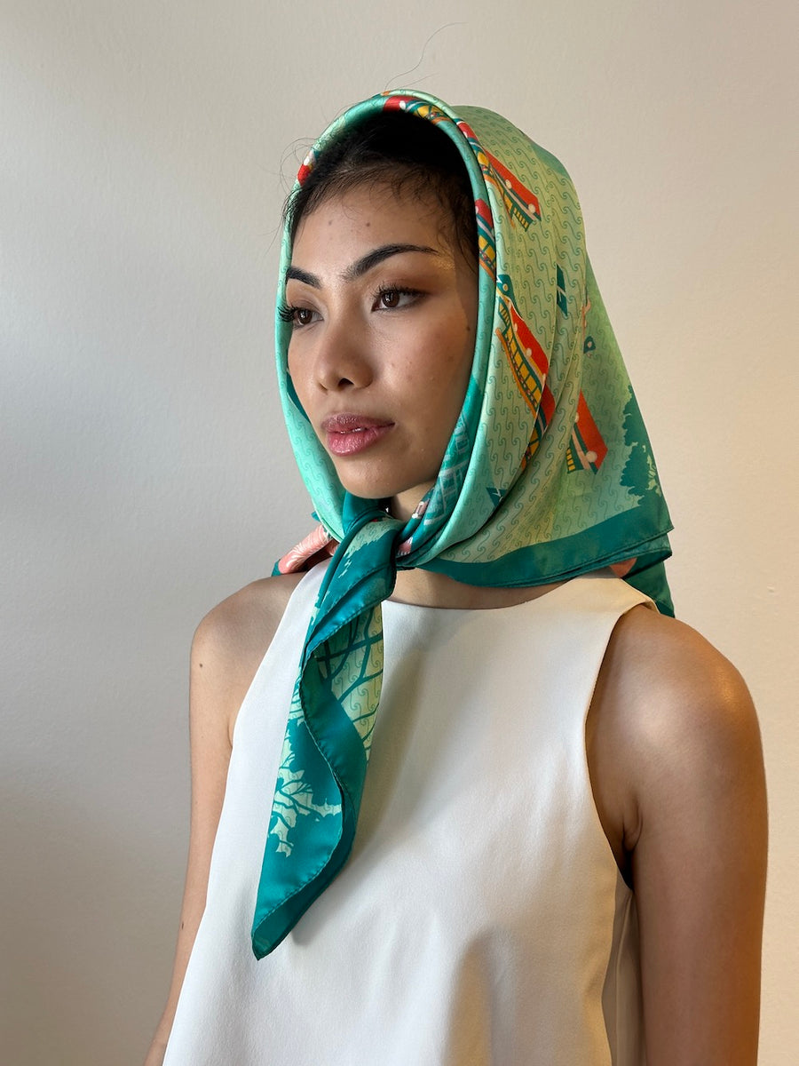 Night at the Singapore Quay Silk Scarf