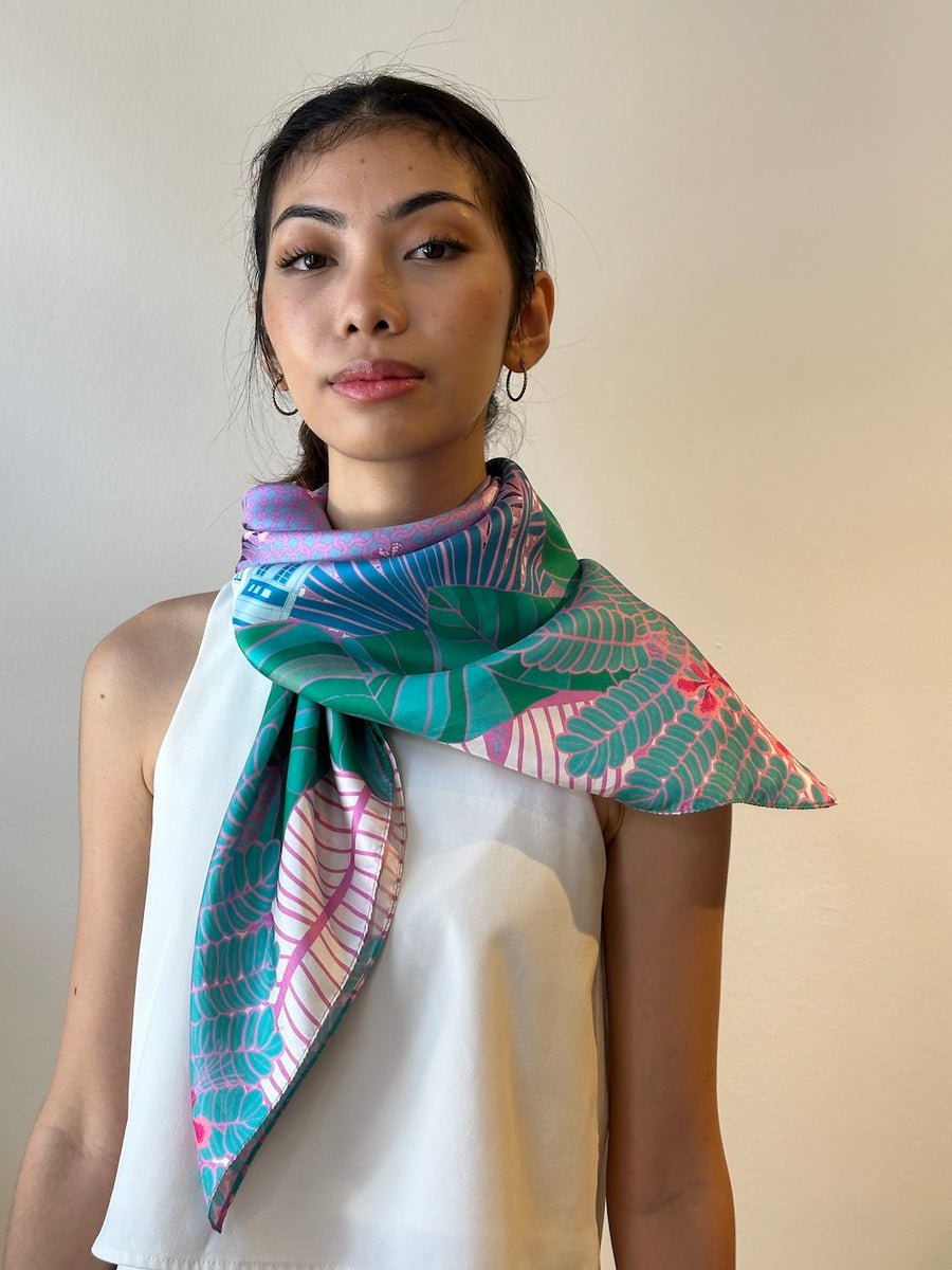 Tropical Art Deco Silk Scarf