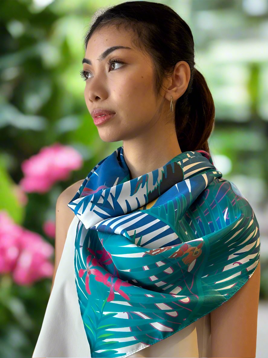 Avian Wonders of Singaporean Islands Silk Scarf