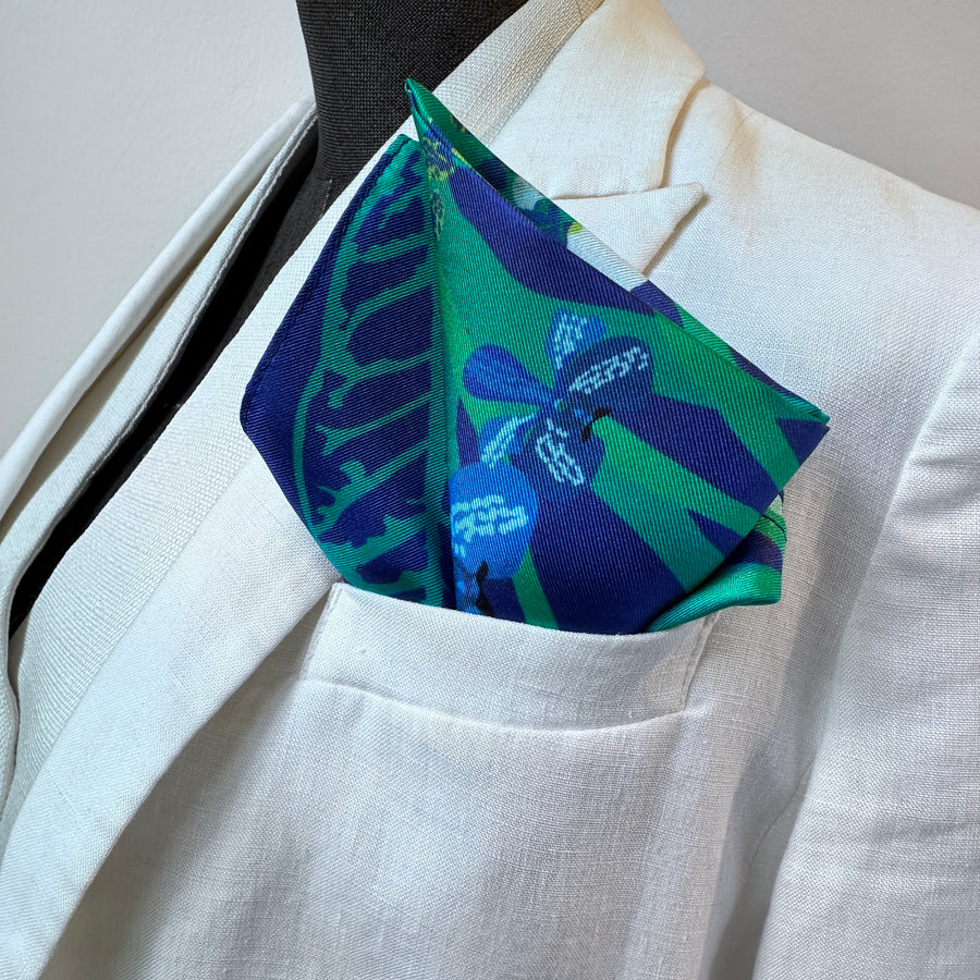 Orchidea Blue Pocket Square