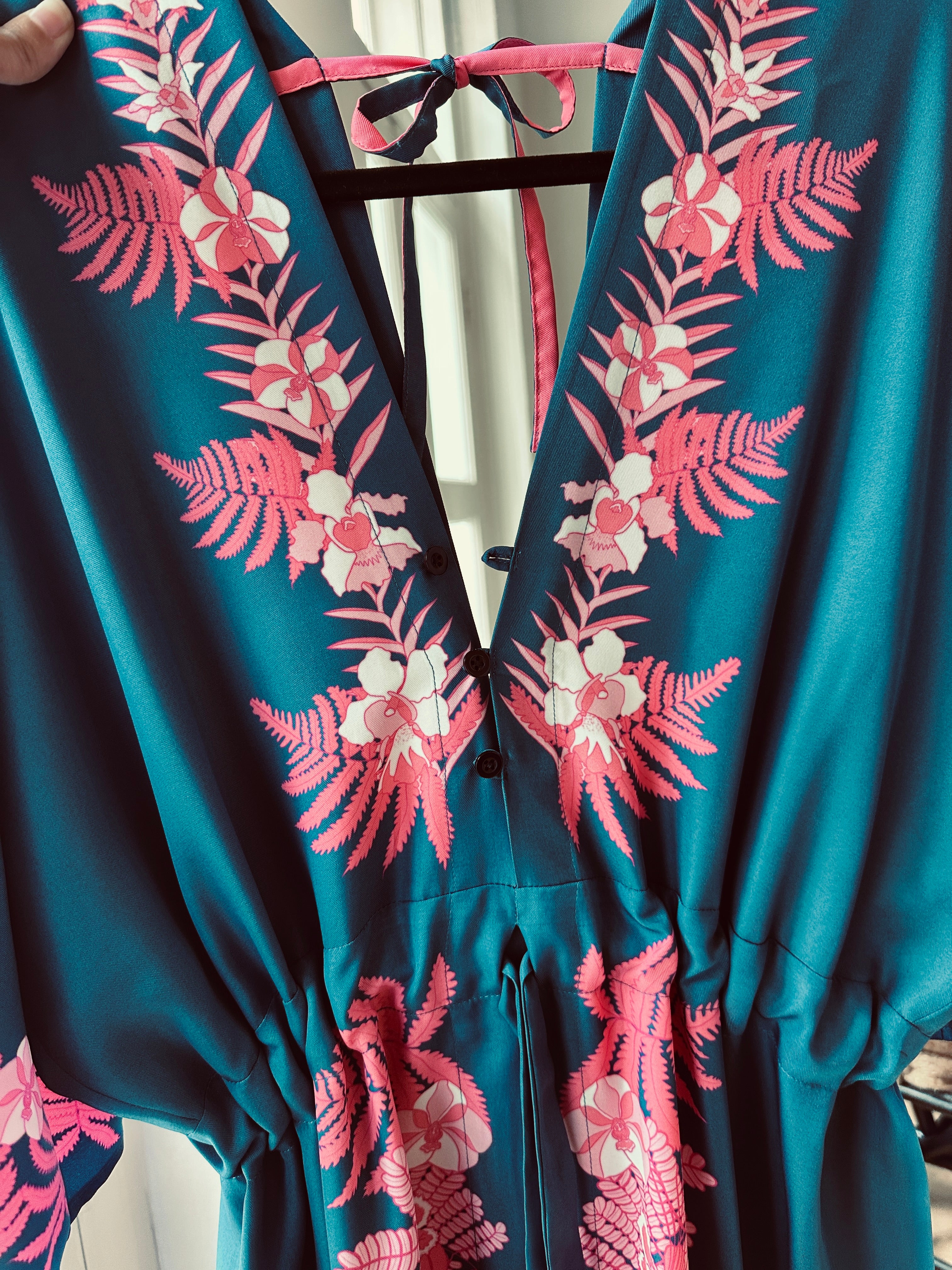 Madame Wong Dress - Orchid Party Navy- Long