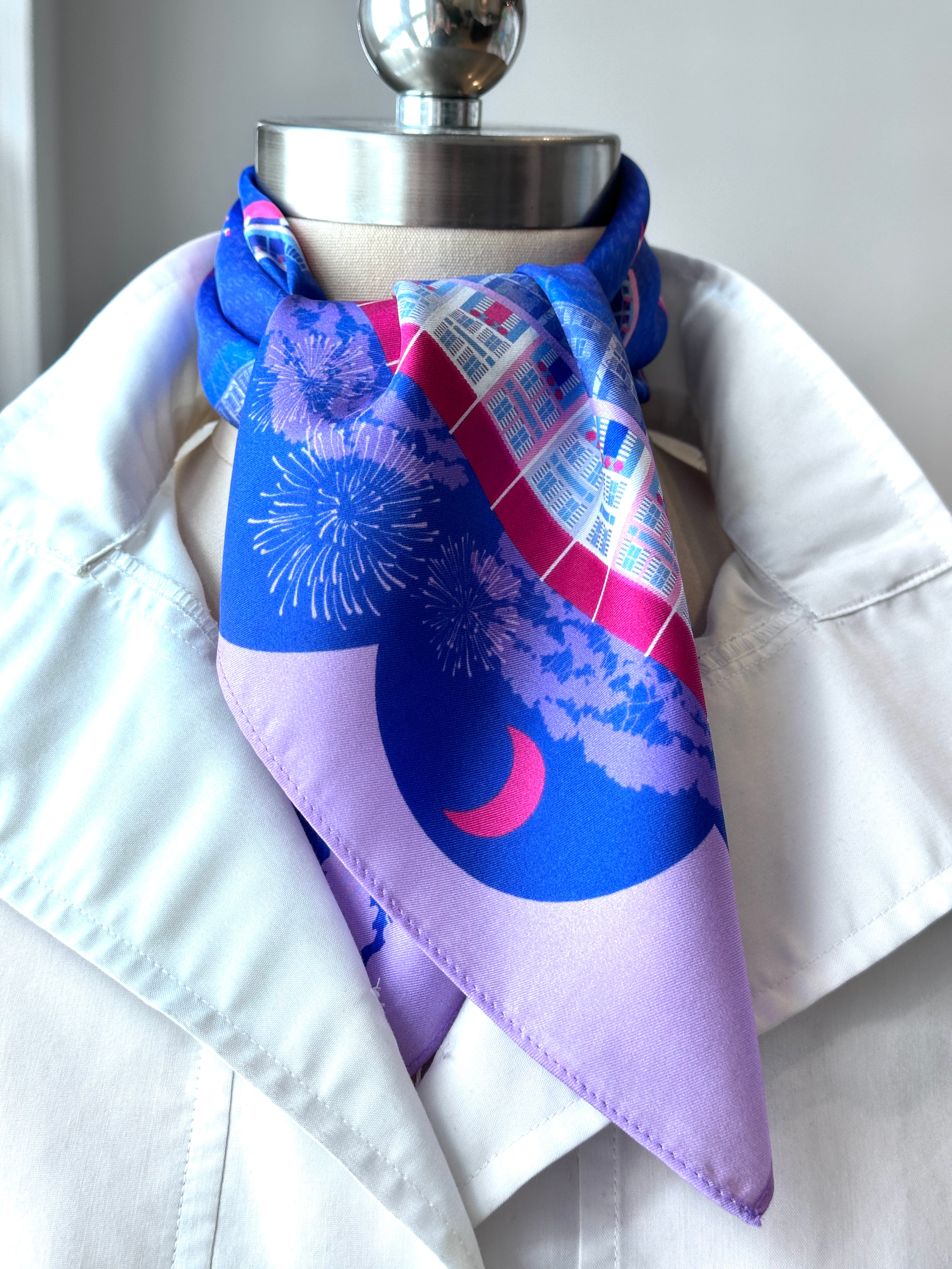 Night at the Singapore Quay Neckerchief Silk