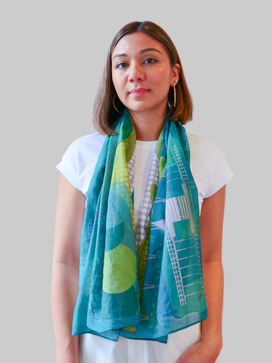 Serenity at MacRitchie Rectangular Cotton Silk Shawl