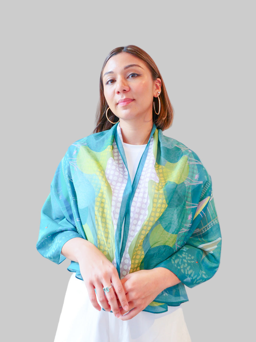 Serenity at MacRitchie Rectangular Cotton Silk Shawl