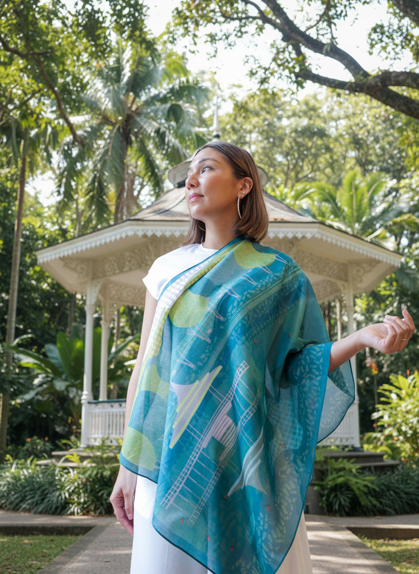 Serenity at MacRitchie Rectangular Cotton Silk Shawl