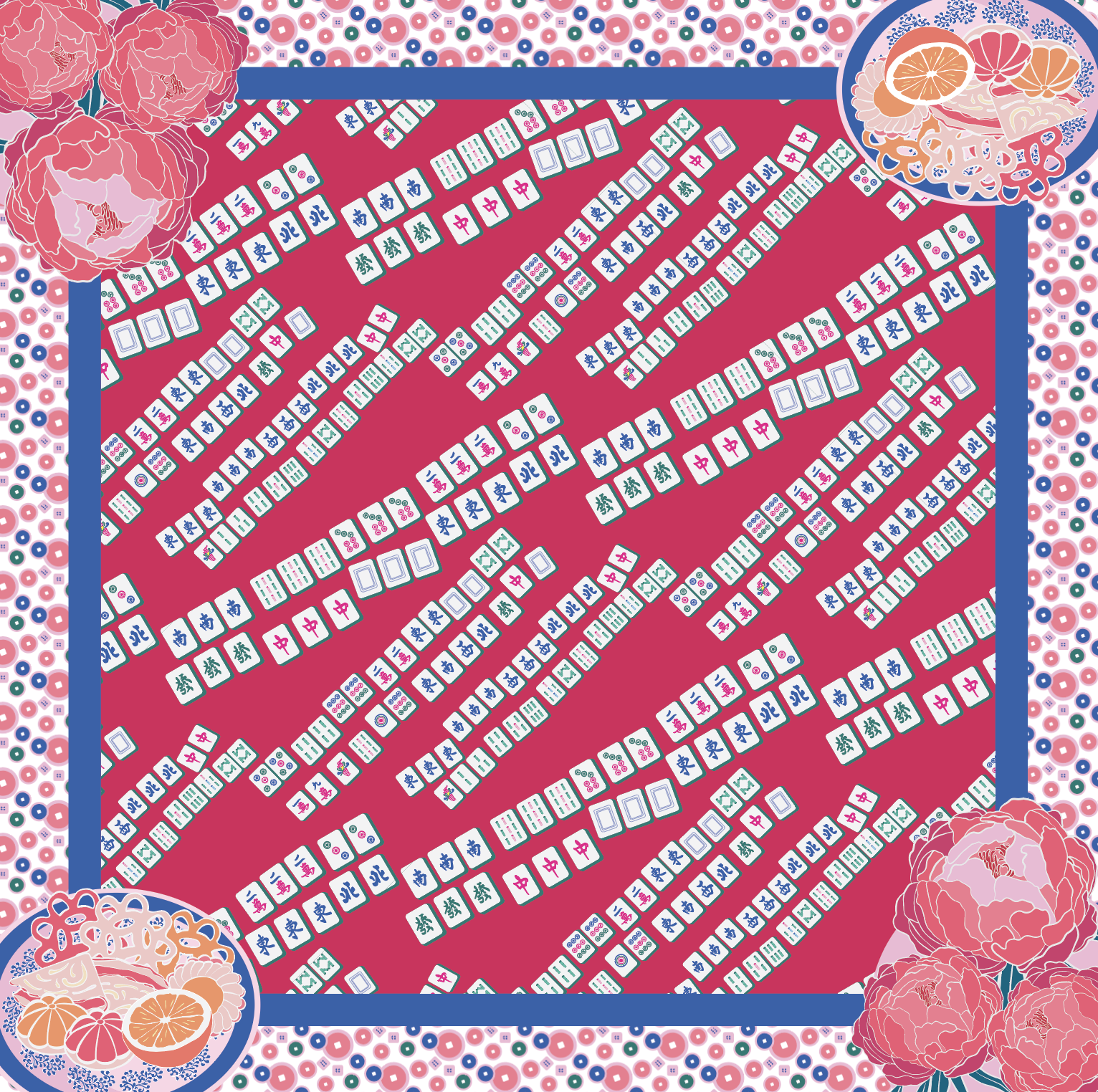 Aunty Carol's Lucky Tiles Premium Silk Scarf