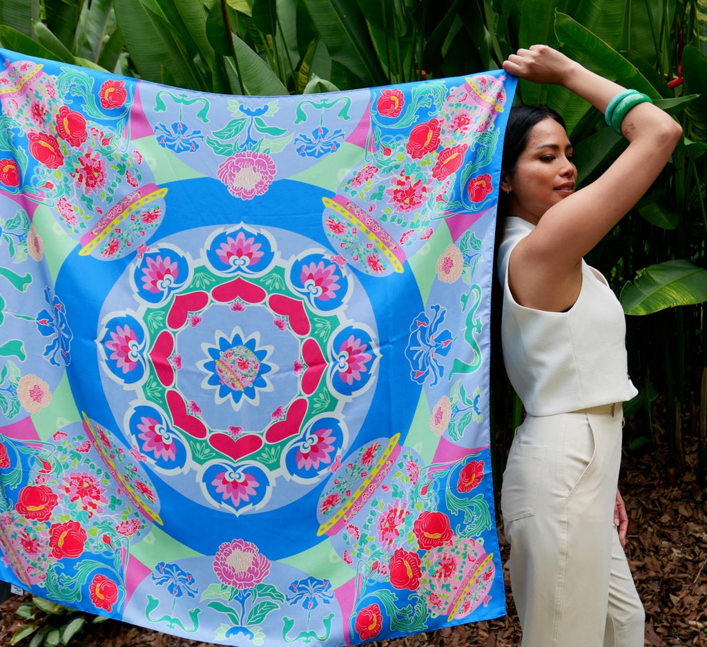 Peranakan Bricolage Premium Silk Scarf