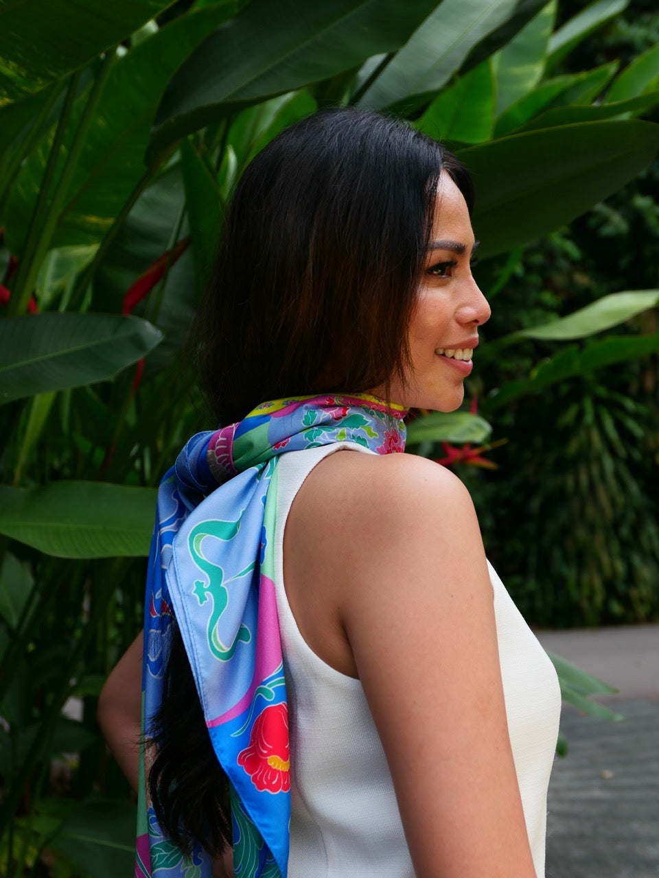 Peranakan Bricolage Premium Silk Scarf