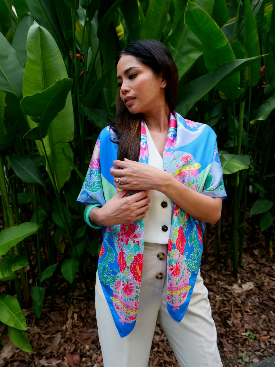 Peranakan Bricolage Premium Silk Scarf