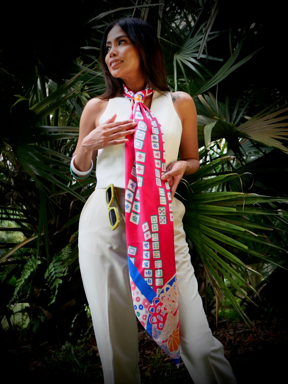 Aunty Carol's Lucky Tiles Premium Silk Scarf