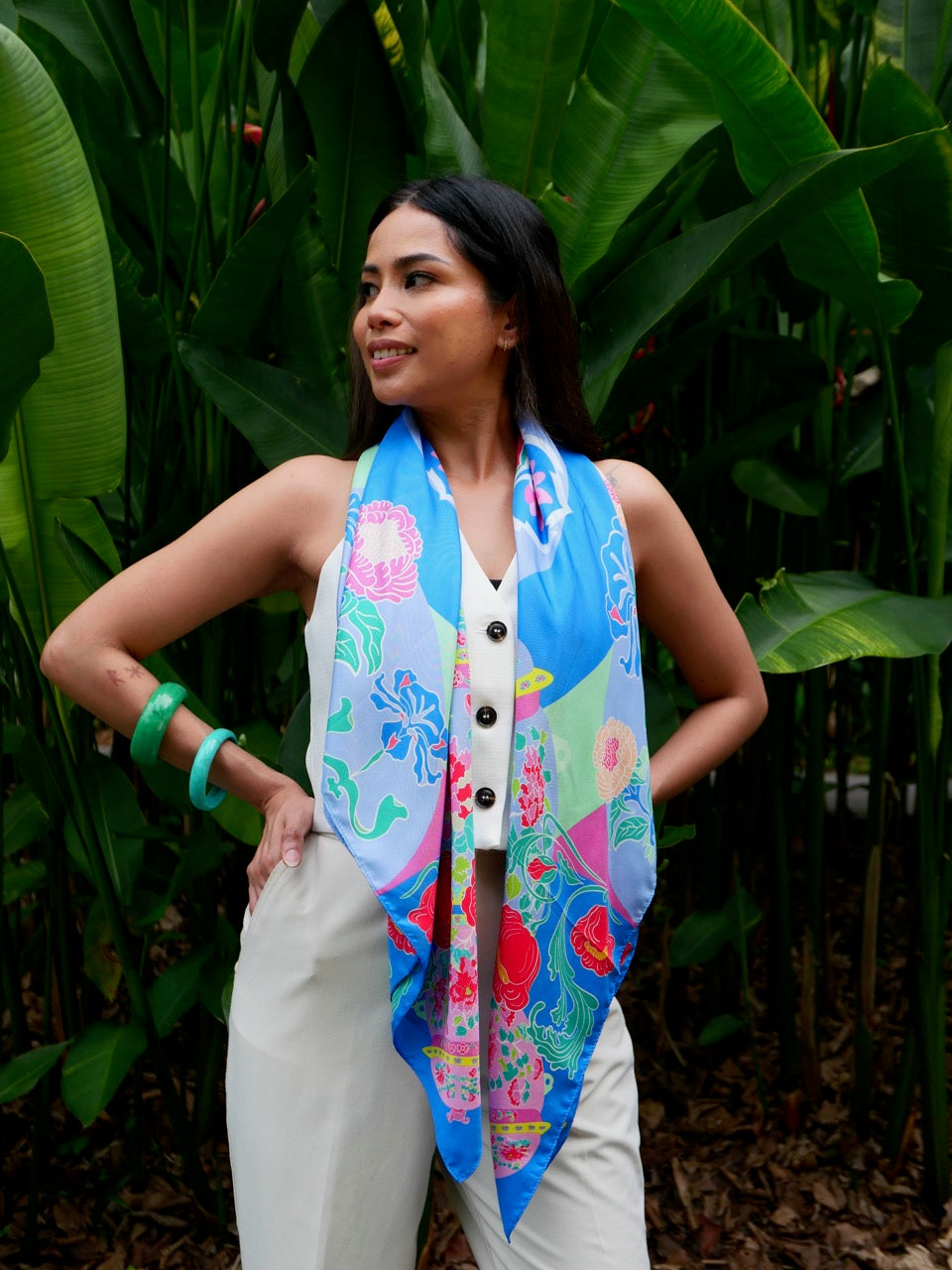 Peranakan Bricolage Premium Silk Scarf