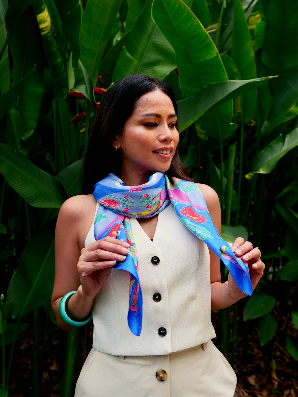 Peranakan Bricolage Premium Silk Scarf