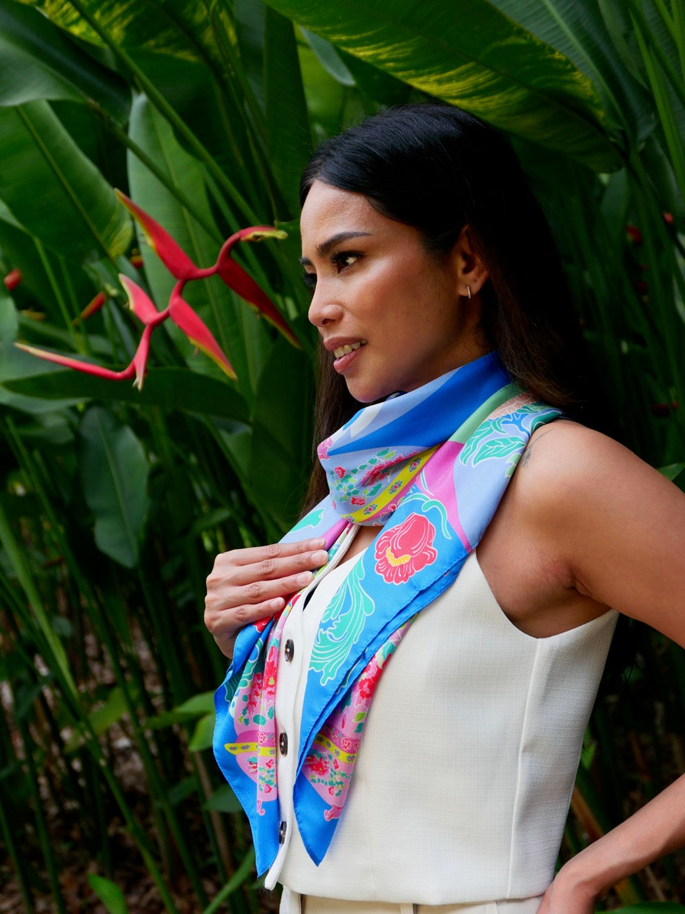 Peranakan Bricolage Premium Silk Scarf