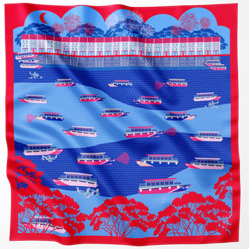 Night at the Singapore Quay Cotton Scarf