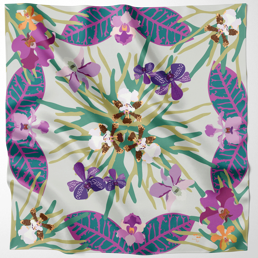 Orchidea Mist Cotton Scarf