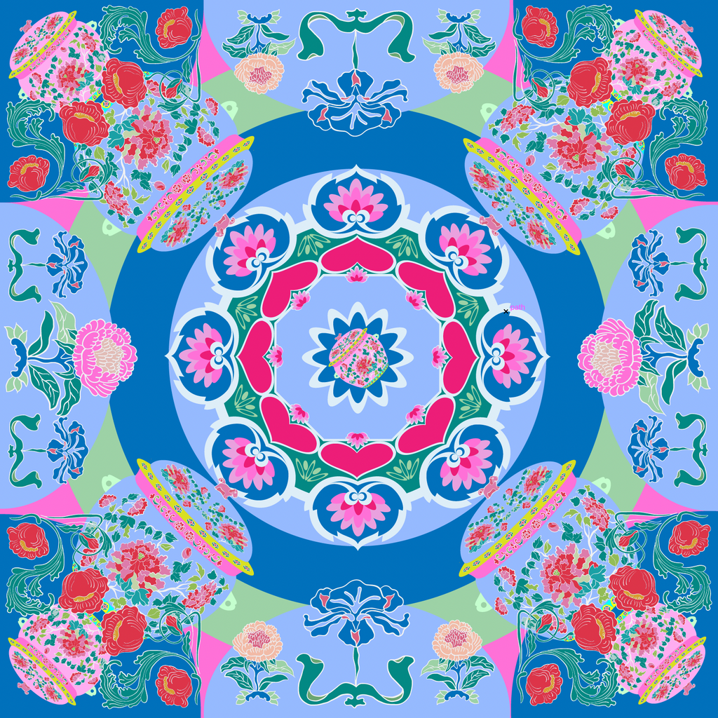 Peranakan Bricolage Premium Silk Scarf