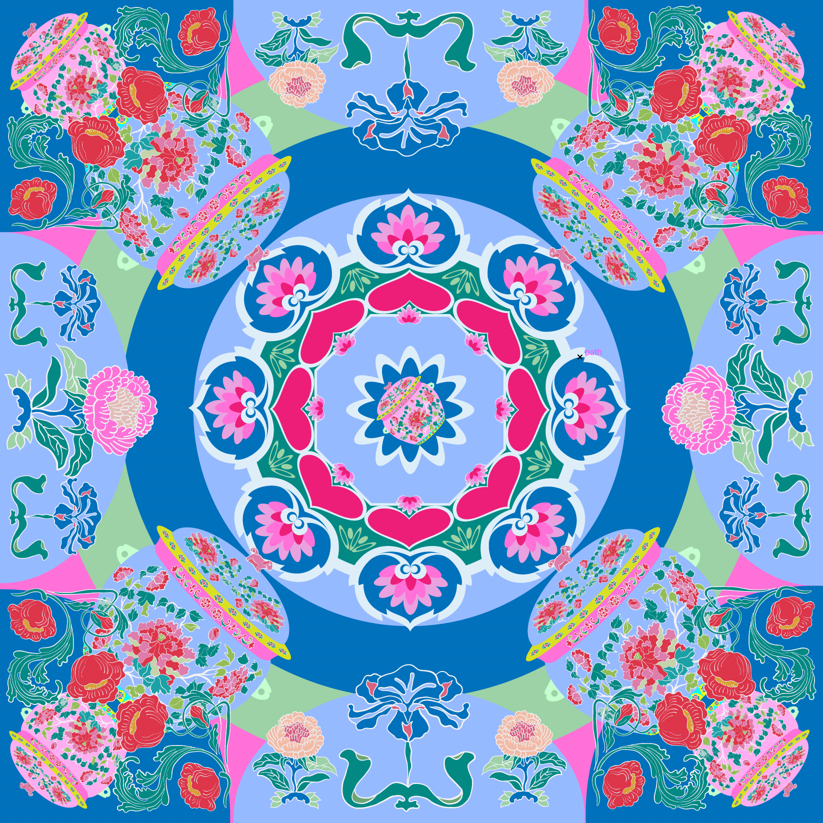 Peranakan Bricolage Premium Silk Scarf