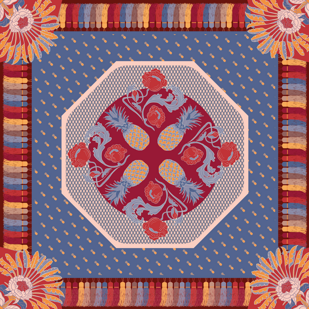 Peranakan Good Luck  Premium Silk Scarf