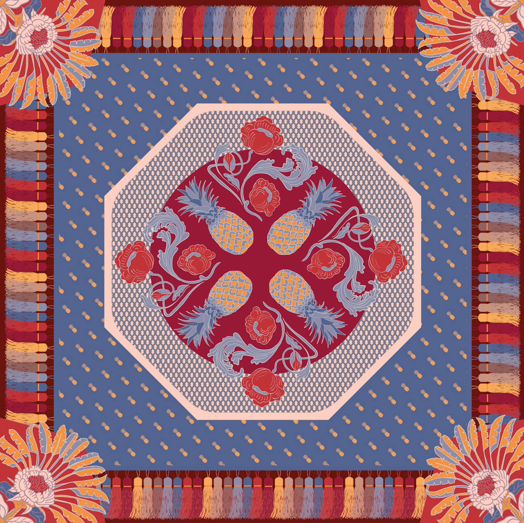 Peranakan Good Luck  Premium Silk Scarf