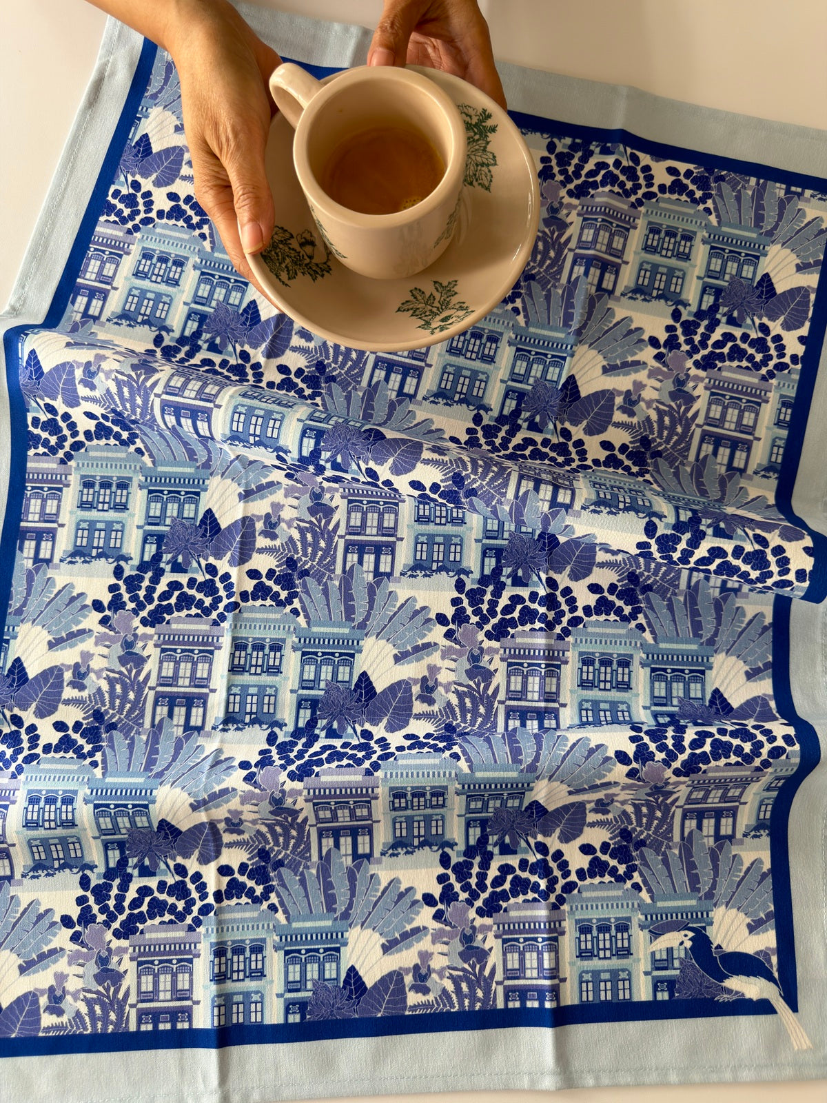 Tea Towel Singapore Shophouse Blue
