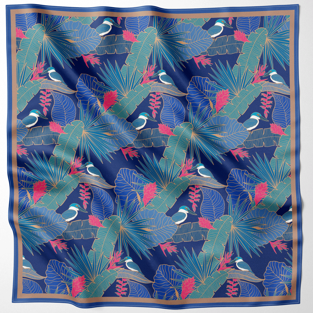 Kingfishers of Singapore Neckerchief Silk