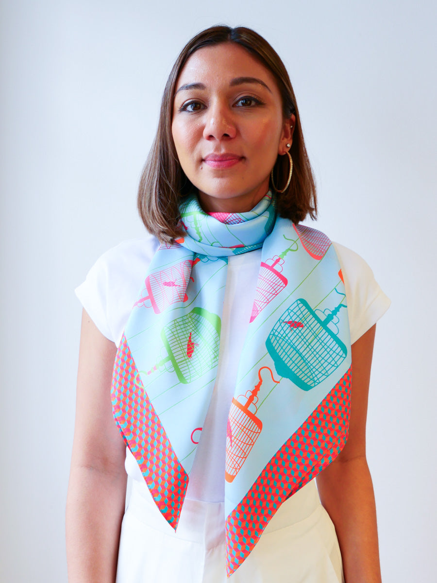 Singapore Song Bird  Premium Silk Scarf