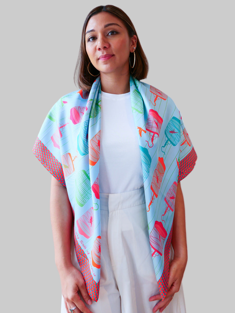 Singapore Song Bird  Premium Silk Scarf
