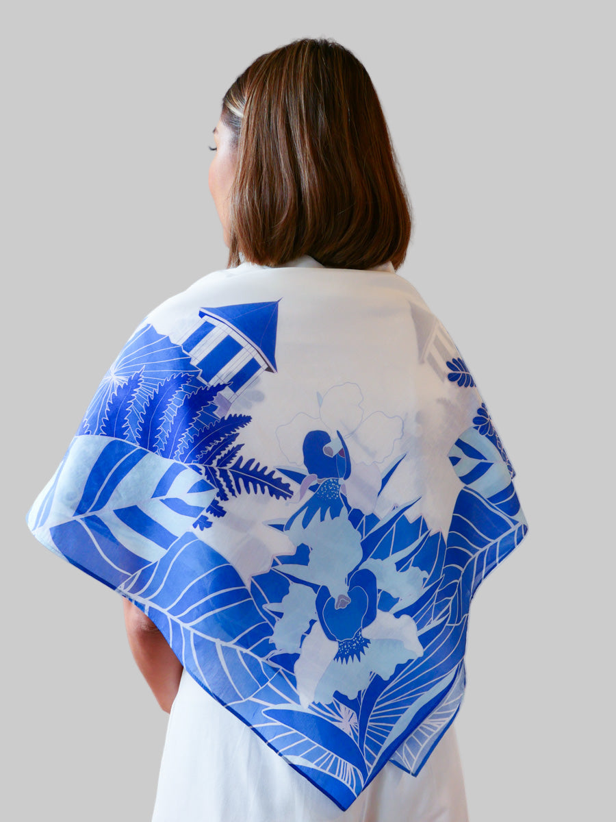Singapore’s Heritage in Blooms Premium Cotton Silk Scarf