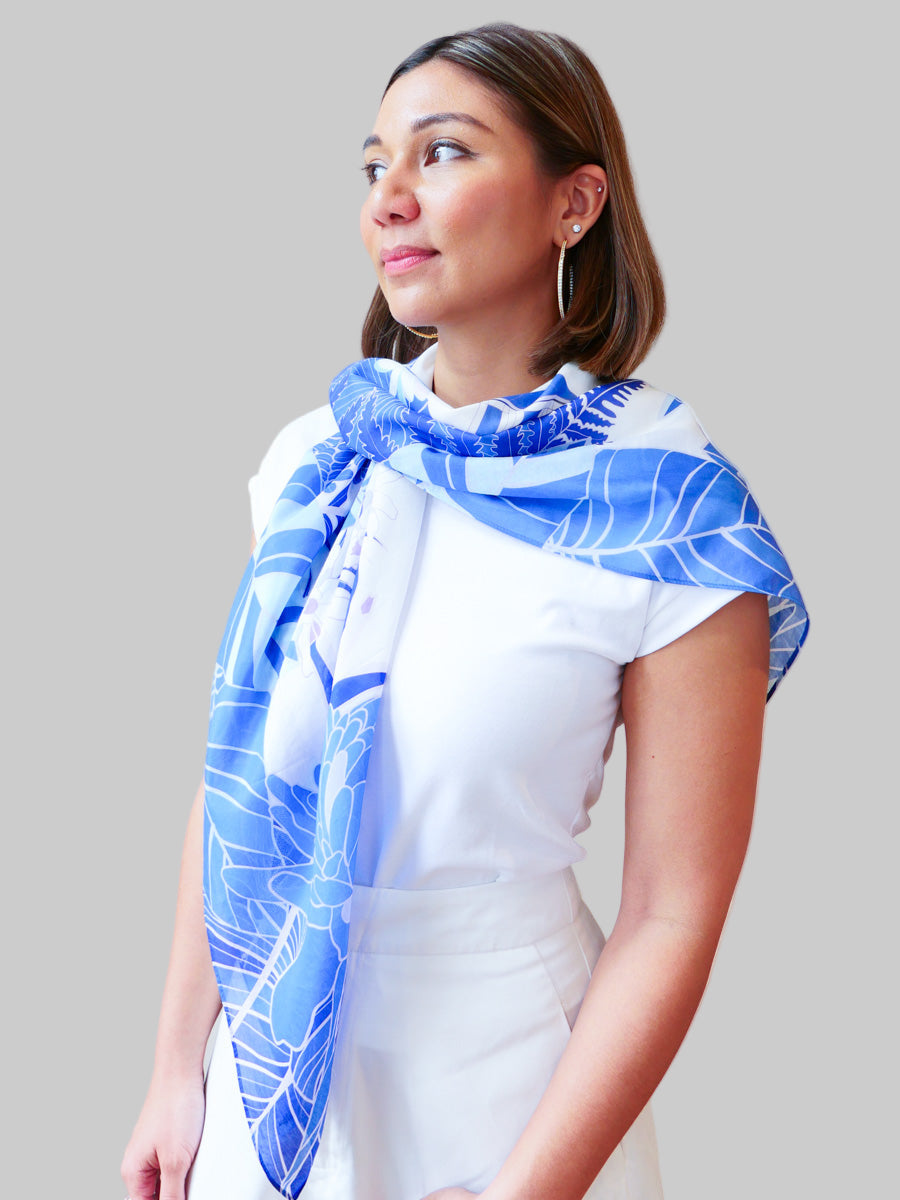Singapore’s Heritage in Blooms Premium Cotton Silk Scarf