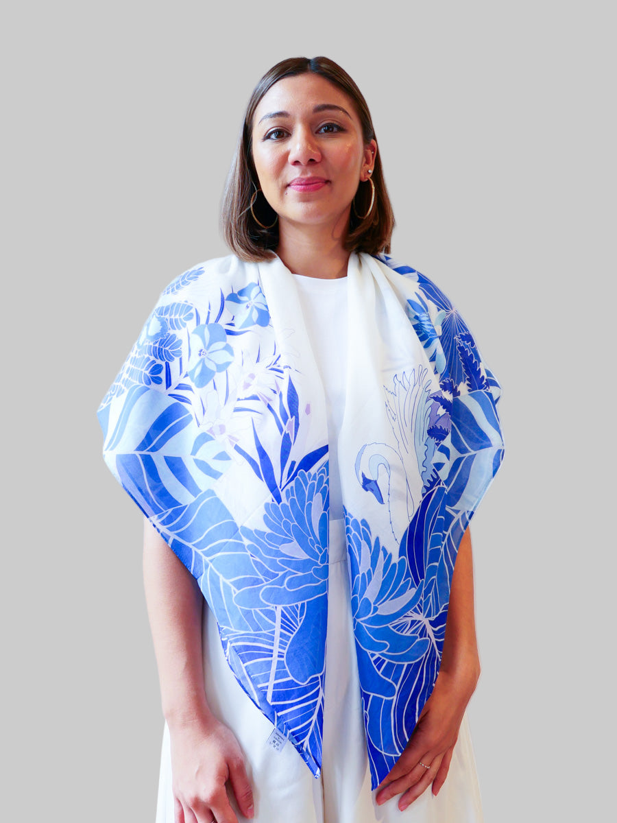 Singapore’s Heritage in Blooms Premium Cotton Silk Scarf