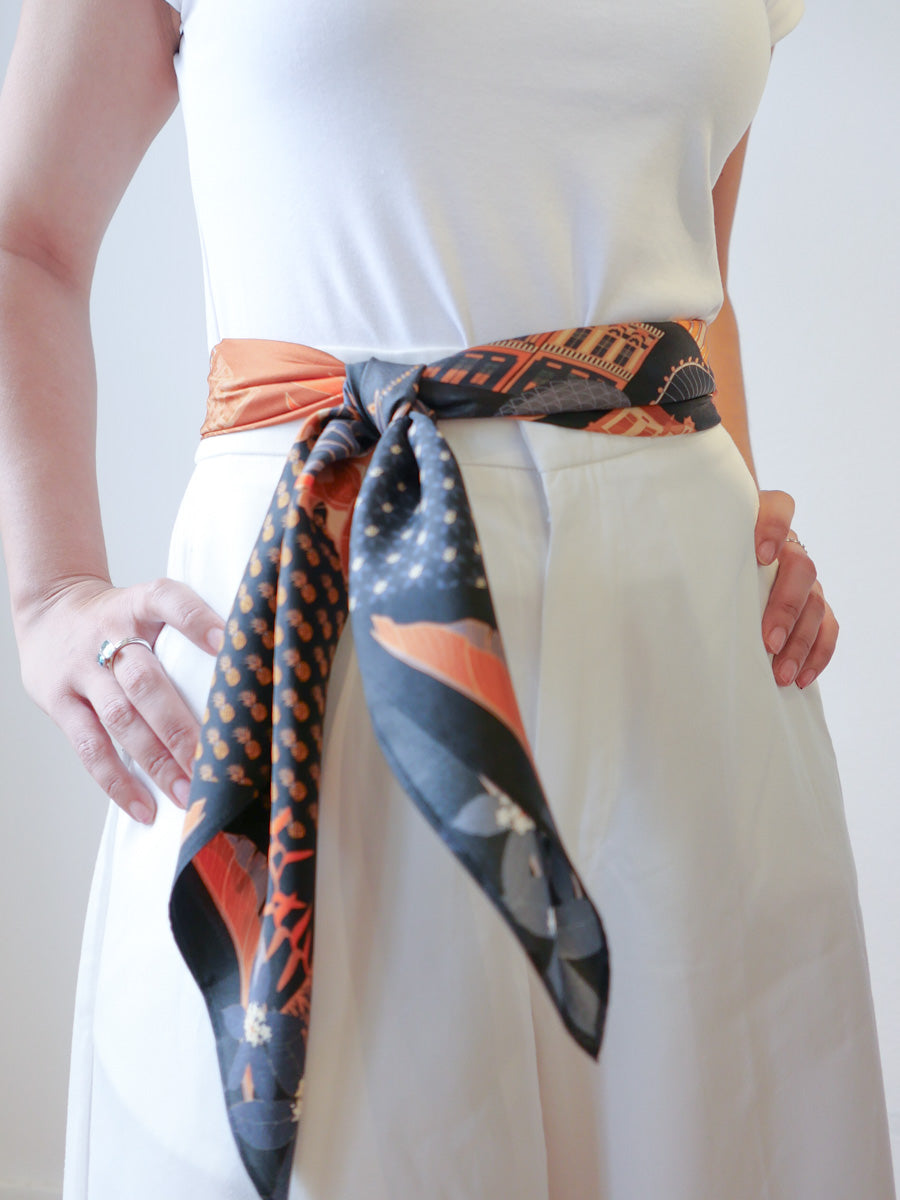 SG60 Black Silk Scarf