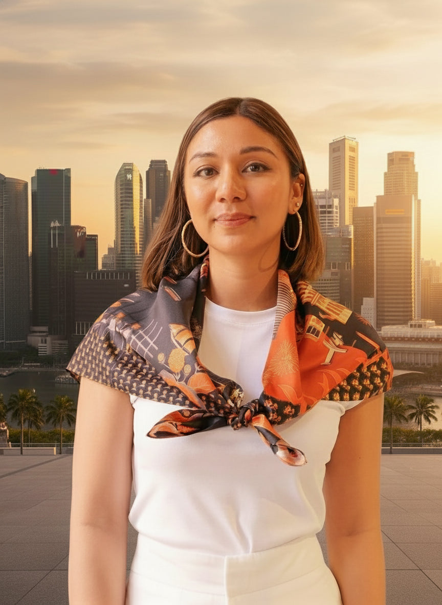 SG60 Black Silk Scarf