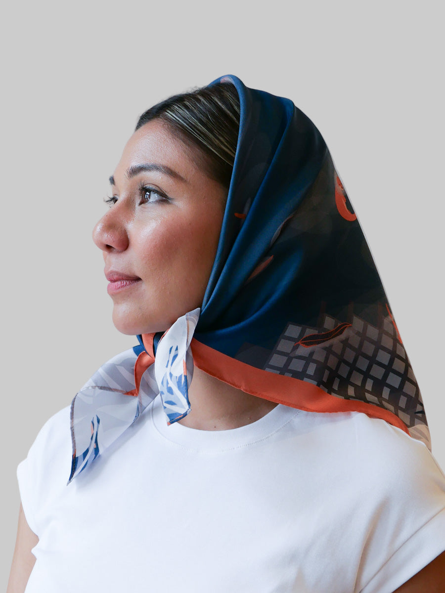 Playful Otters Small Silk Scarf