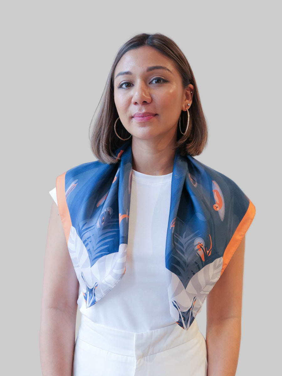 Playful Otters Small Silk Scarf