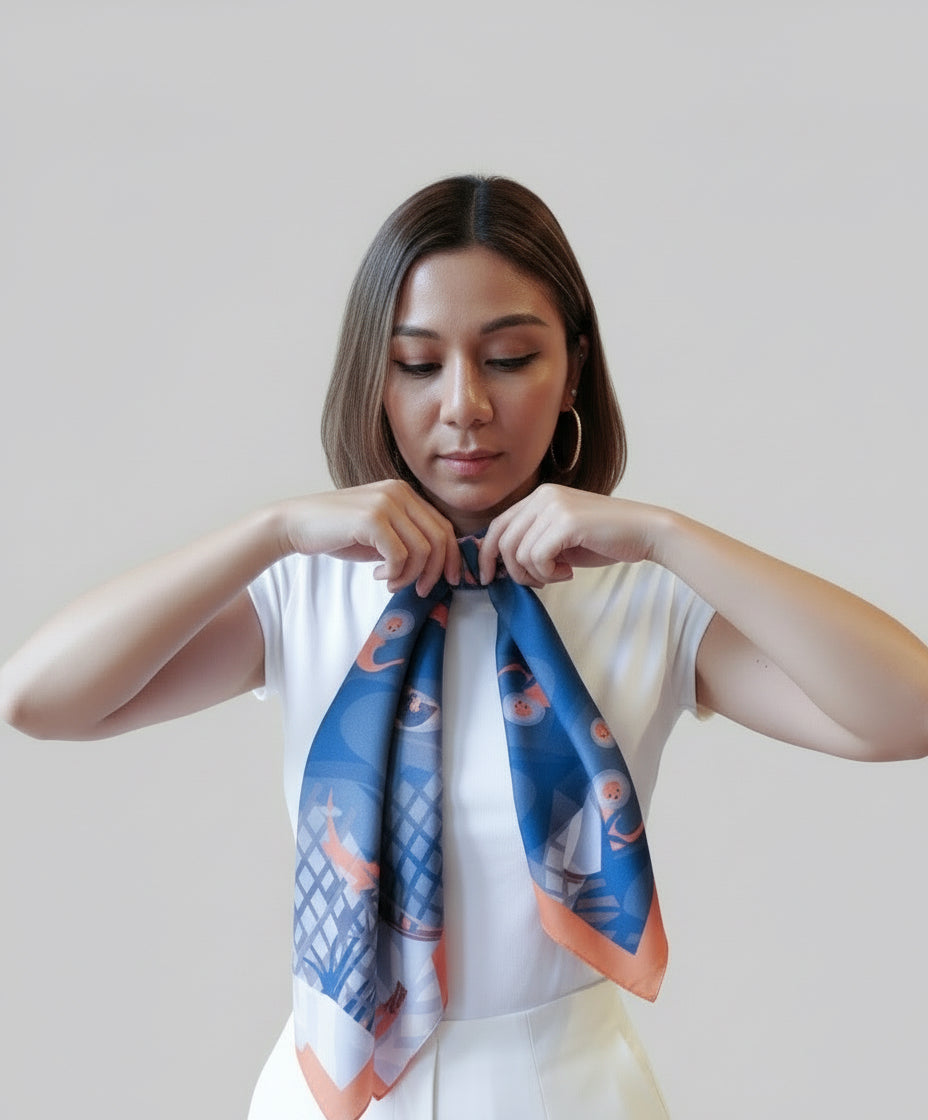 Playful Otters Small Silk Scarf